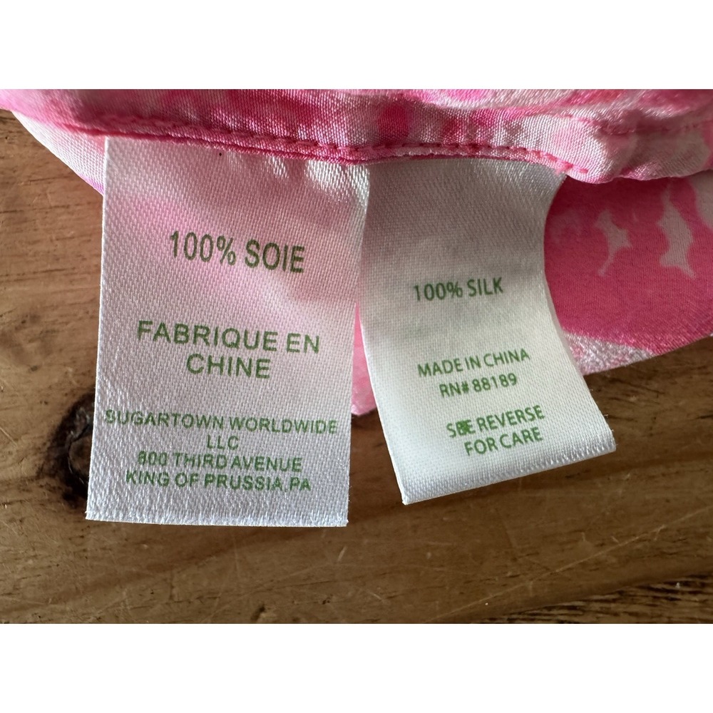 Lilly Pulitzer Cosmos Pink Pout Printed 100% Silk Sleeveless Tank Top Sz S - Picture 4 of 7